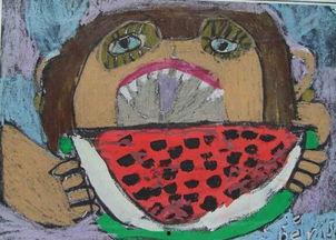 国画老汉吃瓜图